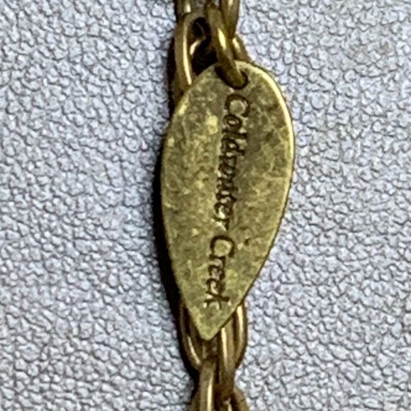 Vintage Cold Water Creek Gold Tone Faux Stone And Leaf Necklace 36" (2557) - Picture 9 of 9